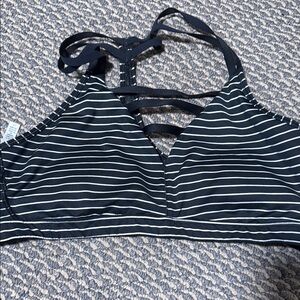 Victoria's Secret Black and White Striped Sports Bra